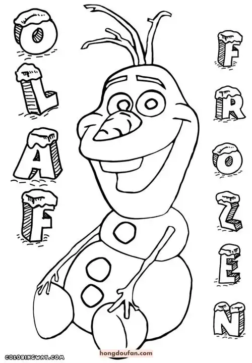 9张可爱的雪宝冰雪奇缘雪人卡通涂色图片 | 红豆饭小学生简笔画大全