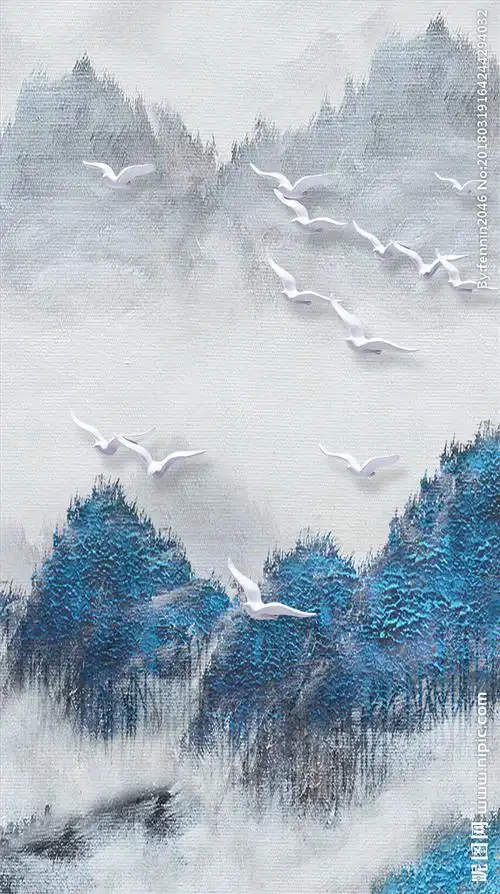 新中式水墨山水画图片