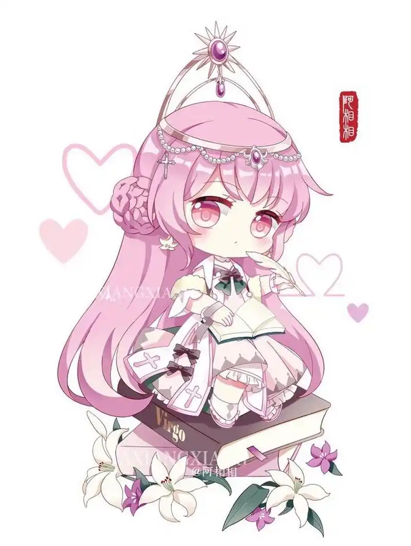 十二星座q版拟人处女座少女头像插画分享 周末好这是十二星座q版系列