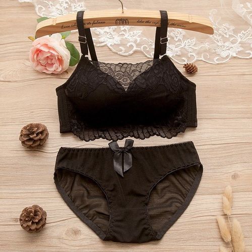套装少女士文胸蕾丝防走光抹胸式初中高中学生大学生内衣聚拢小胸