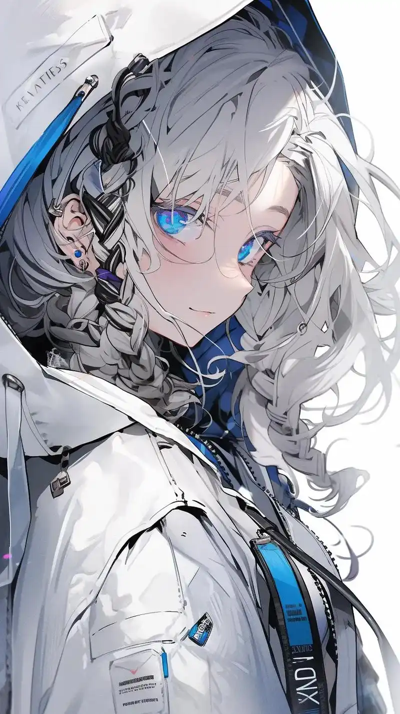 蓝瞳少女.尝试了一下蓝瞳白发和连帽衫的关键词搭配,简直惊艳, - 抖音