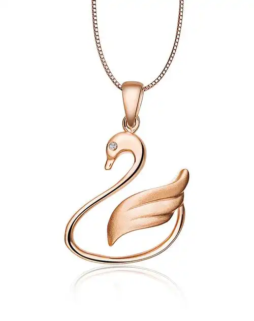 18k玫瑰金钻石吊坠-天鹅恋曲系列-相守