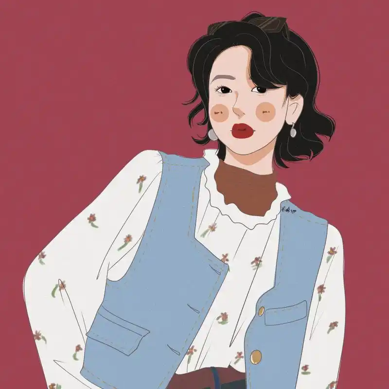 插画 | 头像 | 短发穿牛仔马甲的女生 图片92二改92商用92去