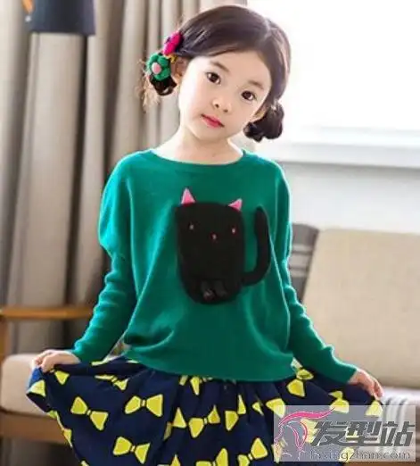 儿童女孩盘发发型 这些盘发活泼优雅显公主范--sms580