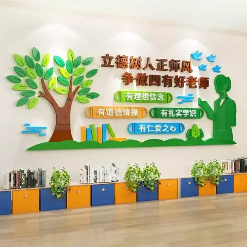 争做四有好老师墙贴初高中教师办公室背景墙面装饰校园文化墙布置