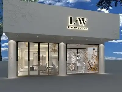 lw女装店店面效果图门头