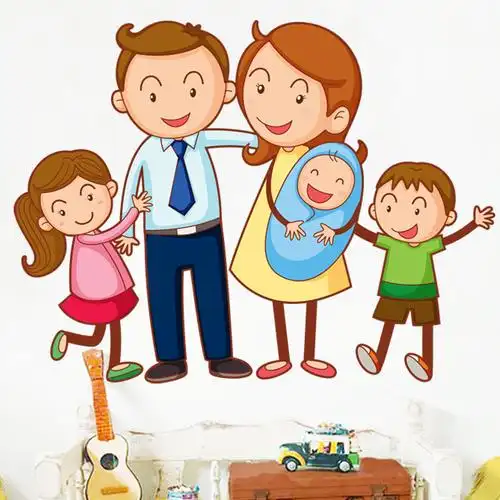 墙贴医院妇产科病房走廊母婴用品店幼儿园一家五口宝宝许多人贴纸
