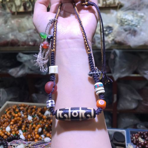 莲师法器天珠项链鹿角隔珠玛瑙牦牛骨民族风饰品手工编织复古项饰