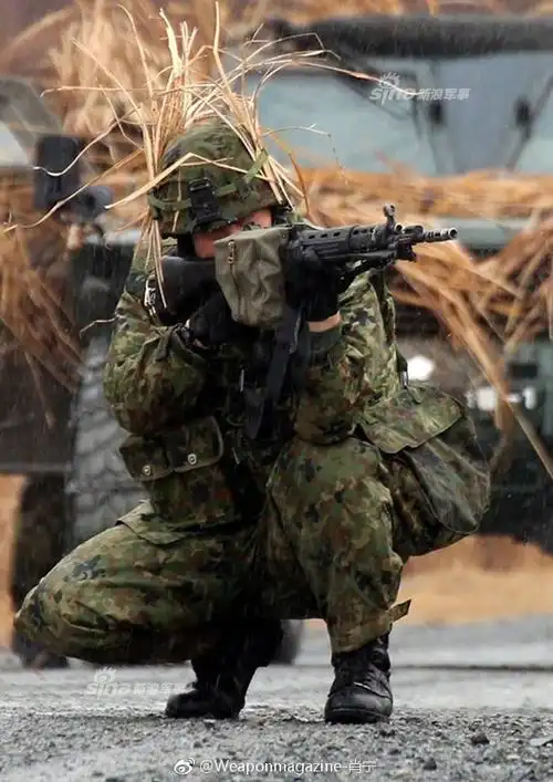 模仿我军蓝精灵日本自卫队春训伪装全靠草遮