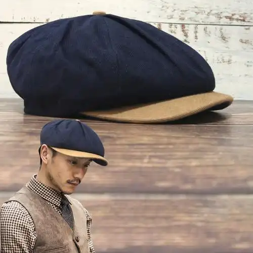 帽子男士英伦复古八角帽时尚报童帽画家贝雷帽纯棉休闲百搭鸭舌帽