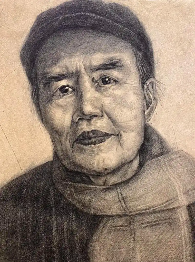 给爷爷照片写生一张.#人物肖像 #素描头像 #一代人的回忆 - 抖音
