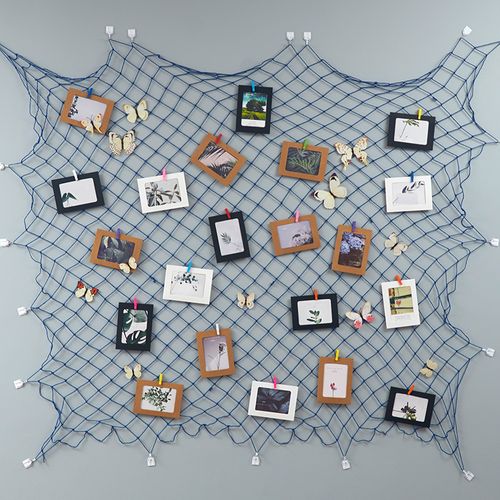 网格照片ins装饰悬挂渔网简约现代相框diy照片墙