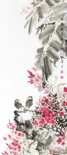 国画 《杜鹃红遍大围山》 50×50cm 作者 胡程亮