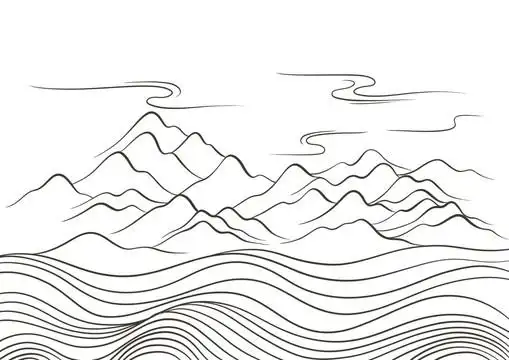 线条山水图片
