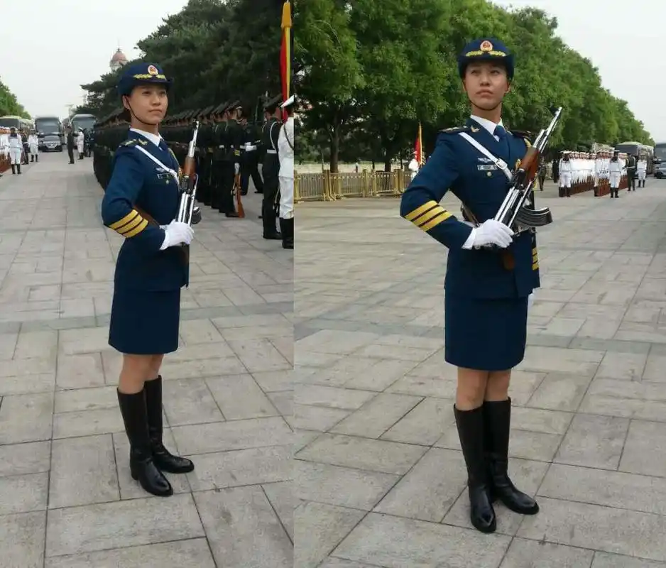 中国三军仪仗队女护旗手对中外媒体亮相