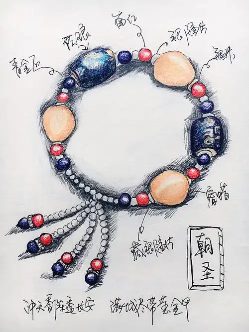 原创手绘晶石手链