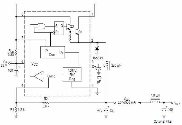 mc34063稳压 ,降压电路输入24v,输出5v,电路图发给我邮箱,谢谢.