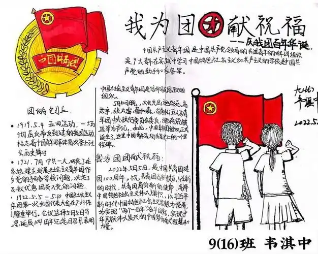 "回顾百年风华 奋斗青春时代"主题手抄报(9张)