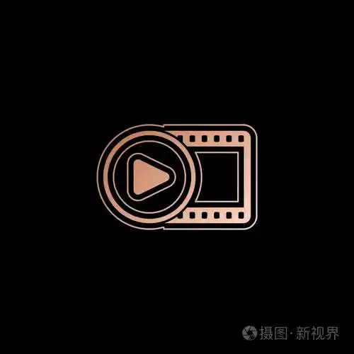 电影带与播放符号在圆圈简单的剪影黑色背景的红色金色风格