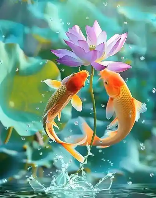 双鱼戏莲,好运连连!