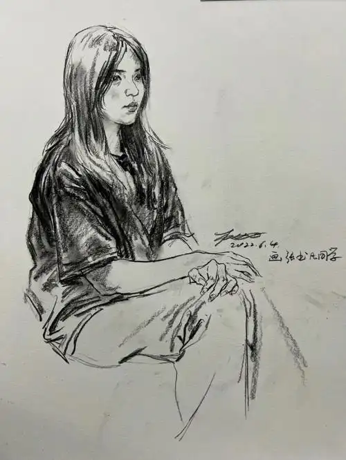 难得写生#速写60天挑战赛  #速写人物  #速写写生