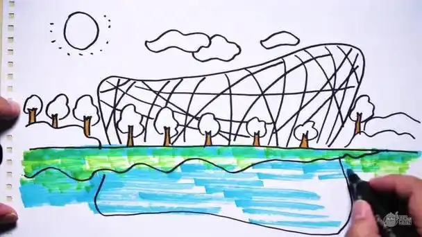 北京奥运会鸟巢简笔画图片鸟窝怎么画鸟窝简笔画步骤北京鸟巢线稿图片