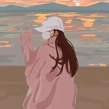 卡通头像女背影图片