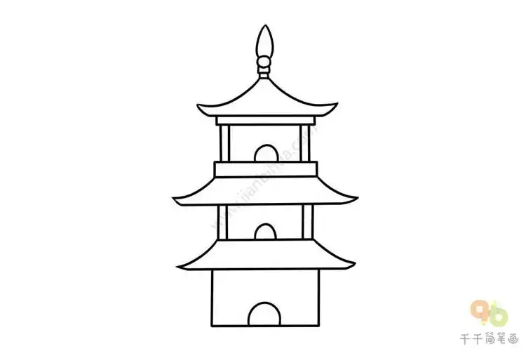 儿童简笔画高塔的画法
