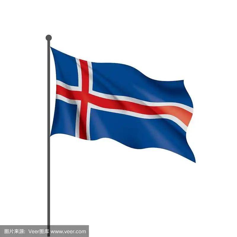 冰岛国旗,矢量插图在白色的背景