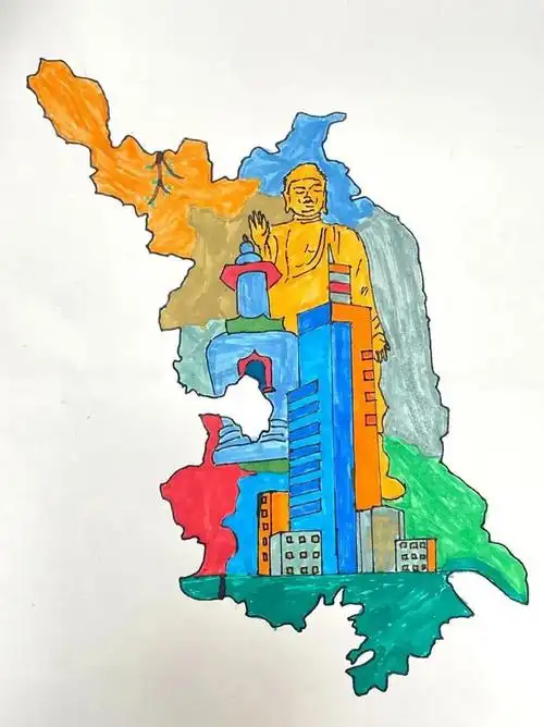 太惊艳红山学子手绘创意中国省份地图