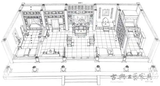 明间陈设贾母上房室内布局《红楼梦》是中国古典文化的一部"百科全书"