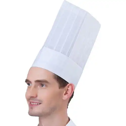 君吻 厨师帽帽子无纺布厨师帽纸帽厨师帽高帽厨房帽子透气加厚 【加厚