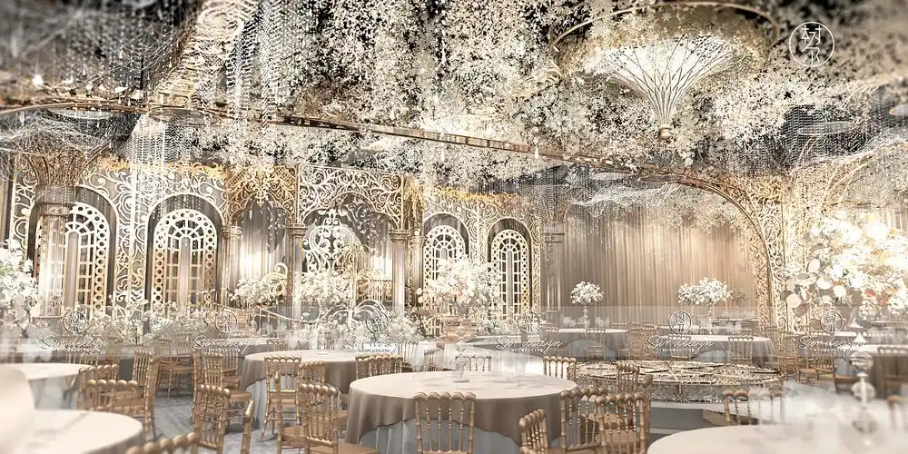 surdesign香槟系婚礼宴会3d效果图|三维|场景|树尔设计工作室 - 原创