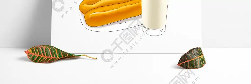 中式早餐豆浆油条鸡蛋卡通手绘素材元素