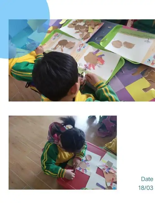 戴假发的狮子――邱县幼儿园大班撕剪手工活动