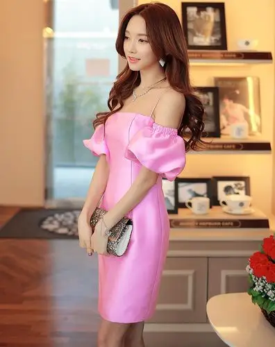 粉红大布娃娃dabuwawa(特惠)玫粉色裸肩修身连衣裙d15bdr098045_唯品