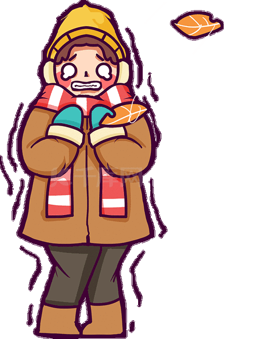 秋天凉风寒冷感冒全身发抖动图gif