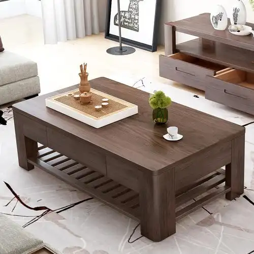 预 北欧茶几 功夫茶台茶几客厅家具套装收纳创意美式 纯实木茶几