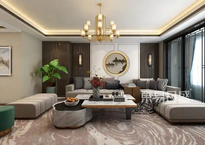 发送到手机      新中式-客厅效果图