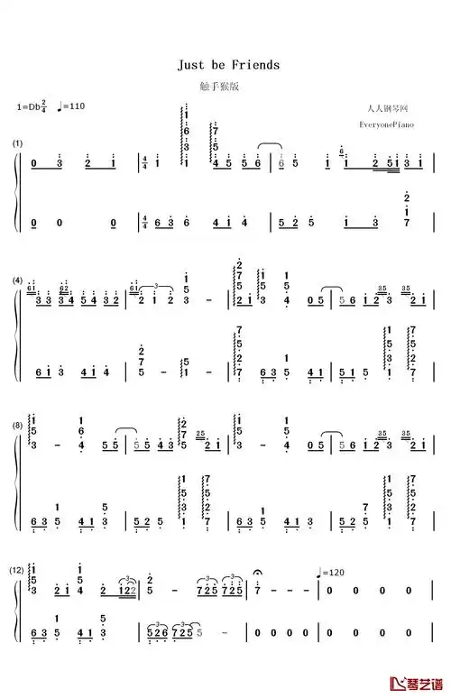 just be friends钢琴简谱-数字双手-巡音ルカ  巡音流歌1