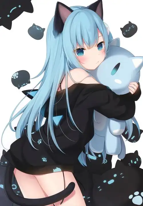 =5ceea9ea6ecf72ed猫羽雫是甘城なつき画师的一只非常可爱的蓝发猫娘