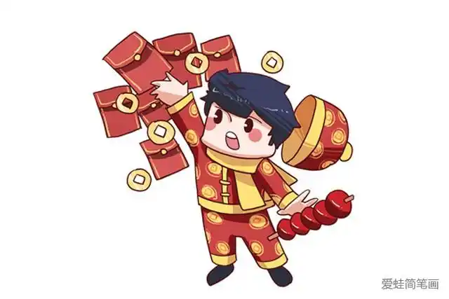 6张中国风春节元素插画_插画-简笔画大全