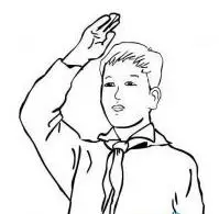 小学生敬礼简笔画手绘教程图