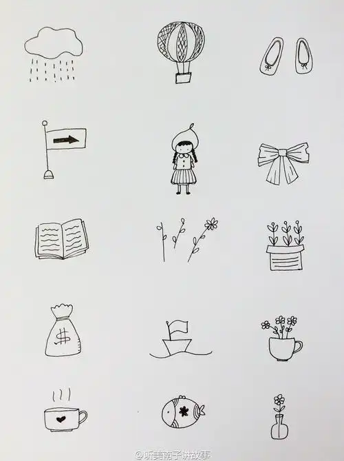 9组图标手绘简笔画