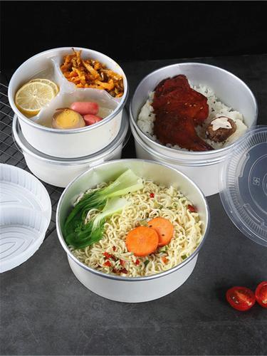 一次性加厚铝箔碗圆形双层锡纸外卖快餐打包盒擀面焗饭保温便当杯