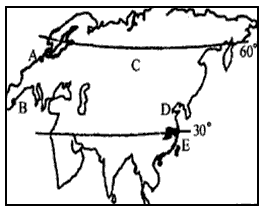 观察亚欧大陆轮廓图,回答下列问题