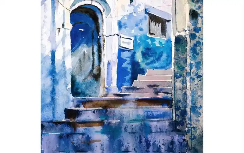 猫哈长水彩建筑系列摩洛哥2跟着我一起画画吧