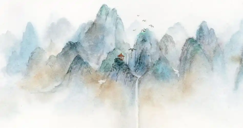 手绘古风唯美山水画高清原图查看