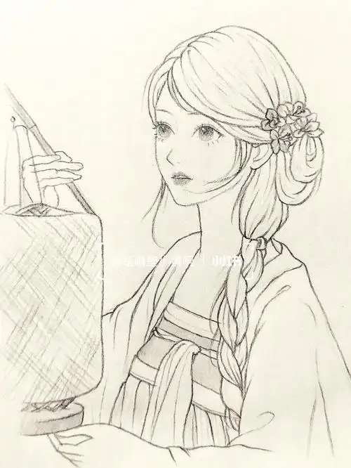 5自动铅笔#手绘教程  #少女线稿  #线稿  #古风线稿人像  #古风手绘