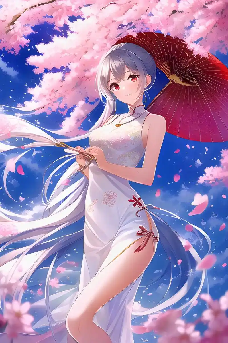 清颜白衫,青丝墨染,彩扇飘逸,若仙若灵.#二次元 #旗袍 # - 抖音